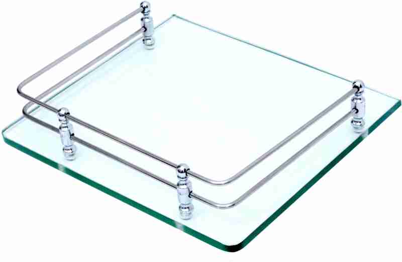 Patel wala Glass TV Set Up Box Stand Wifi Router Stand Wall Shelf Multipurpose Wall Mount Stand With Heavy SS Bracket ( 10x9 Inches, Clear ) Glass Wall Shelf (Number of Shelves - 1, Clear)