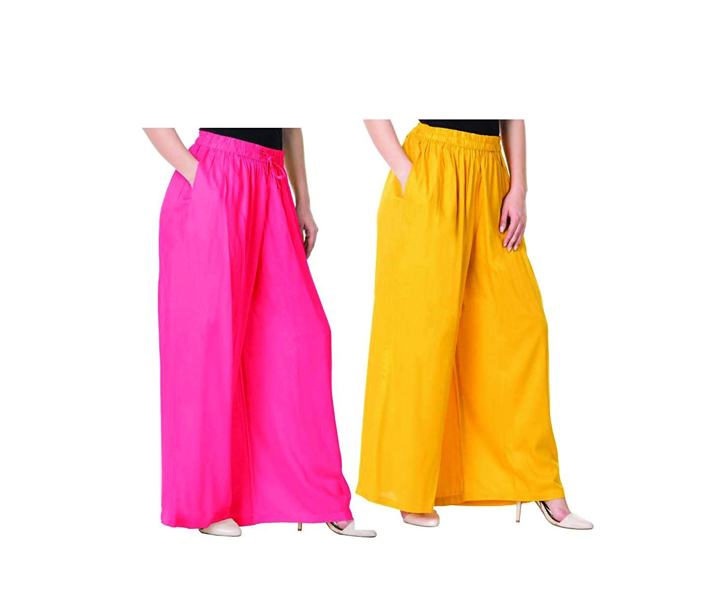(Pack of 2) Women’s Palazzo Pants – Soft Viscose Jersey | Free Size | Stylish & Relaxed Fit