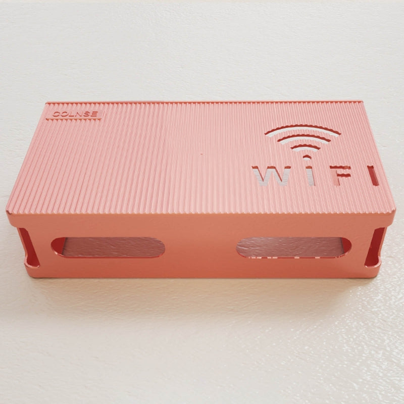 (Pink) Wall-mounted router box Office Media Decor Console Wifi box Wireless storage boxes Rack Bracket Hangings Wall Shelf TV Box Router Shelf WiFi Stand Cord-less Phone Stand Wall Mount Wall Shelf Floating Media Shelf TV DVD Android Box Holder Stand