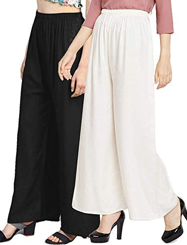 (Pack of 2) Women’s Palazzo Pants – Soft Viscose Jersey | Free Size | Stylish & Relaxed Fit
