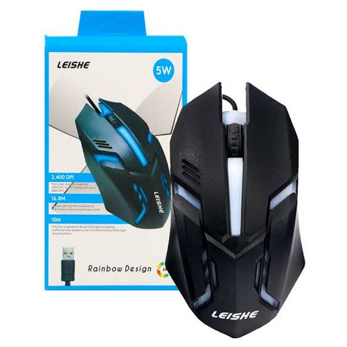 ماوس ألعاب RGB مزود بـ 7 أضواء و3200 نقطة في البوصة للبيع بالجملة مع سلك USB وإضاءة LED من سلسلة i