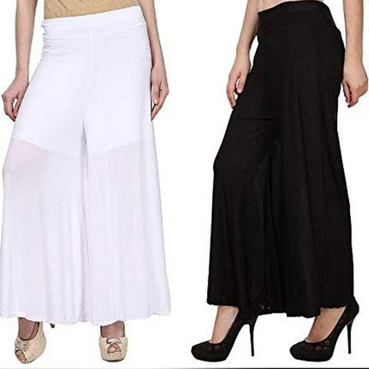 100% Pure & Soft Viscos Rayon Palazzo Trousers for Women Bottom Adult Pajama Pant Viscose Palazzo Pants Regular Fit Flared Palazoo Pants Daily Use Stylish Plain Plazoo Trendz Cotton Viscose Loose Fit Flared Wide Leg Palazzo Plazo - (Free Size)