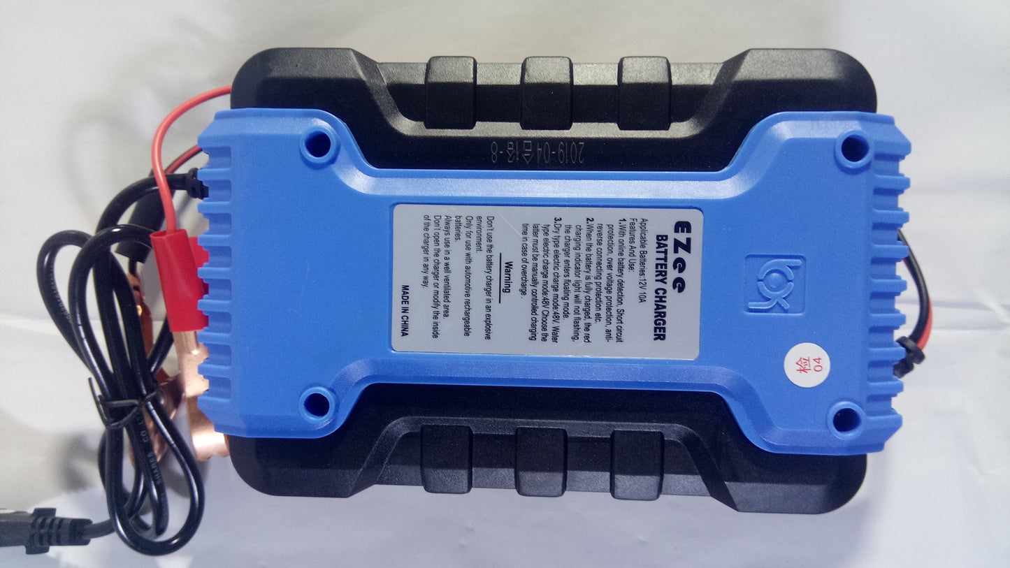 DIGITAL Universal Car Battery Charger 10A 12V Automatic 3 Phase Control Switched Mode Auto Off Function And Reverse battery + - protection