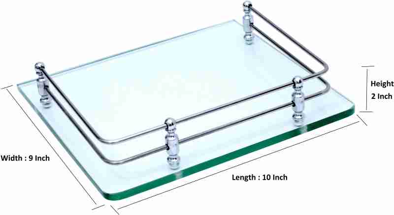 Patel wala Glass TV Set Up Box Stand Wifi Router Stand Wall Shelf Multipurpose Wall Mount Stand With Heavy SS Bracket ( 10x9 Inches, Clear ) Glass Wall Shelf (Number of Shelves - 1, Clear)