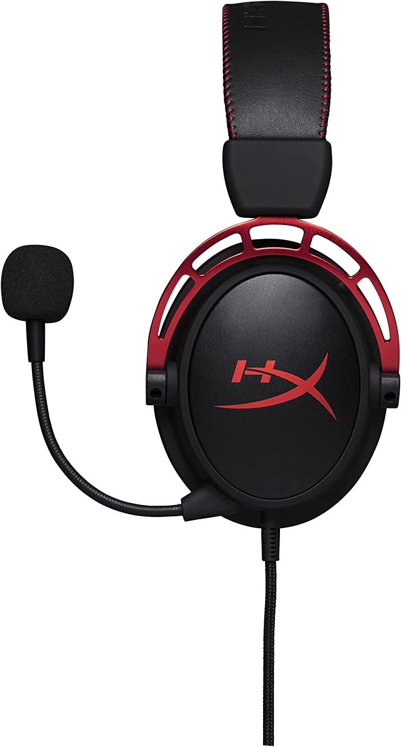 HyperX Cloud Alpha Gaming Headset - Dual Chamber Drivers, Detachable Mic, Aluminum Frame, Compatible with PC, PS4, PS5, Xbox, Switch & Mobile – Red (No Box, American Used)