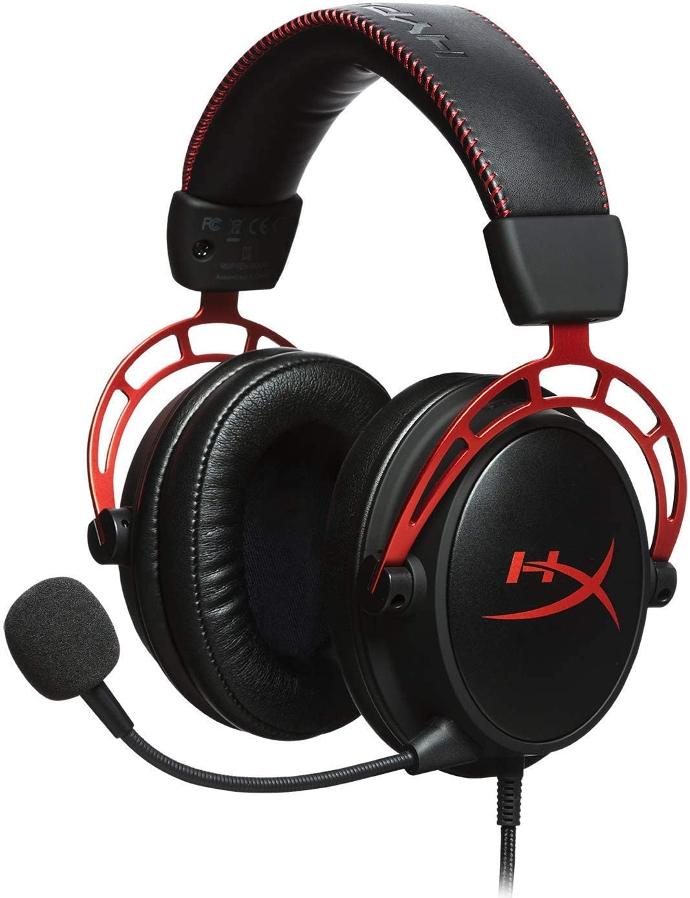 HyperX Cloud Alpha Gaming Headset - Dual Chamber Drivers, Detachable Mic, Aluminum Frame, Compatible with PC, PS4, PS5, Xbox, Switch & Mobile – Red (No Box, American Used)