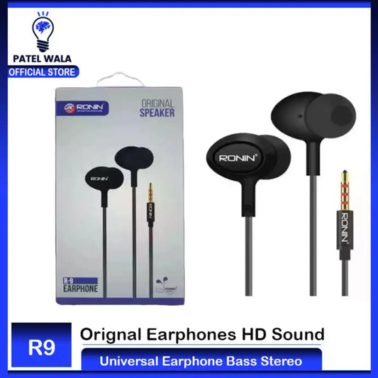 100% Original R9 / R-9 Handfree High Quality Clear Sound Universal Wired Earphone Bass Stereo In-ear HD Sound Handsfree With Mic for PuBG GAMING