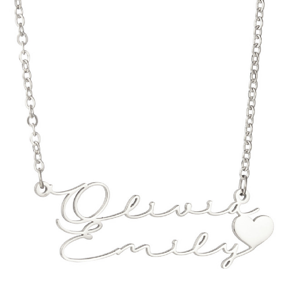 Stainless Steel English Double-layer Pendant Necklace