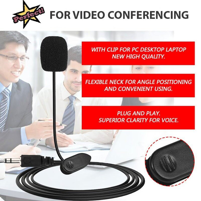 3.5mm Mini Microphone Mic Hands Free Clip For PC Laptop Loudspeaker High Sensitivty Anti-Interference