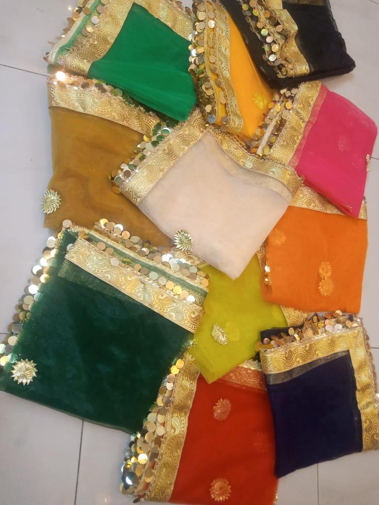 COIN Dupatta For Women Dyeable With Golden Lining And Border - Net Dupatta for Girls / Ladies & Women - Chunri - Organza Dupatta in Black, Red , White and More Different Colour - Stole - Scarf