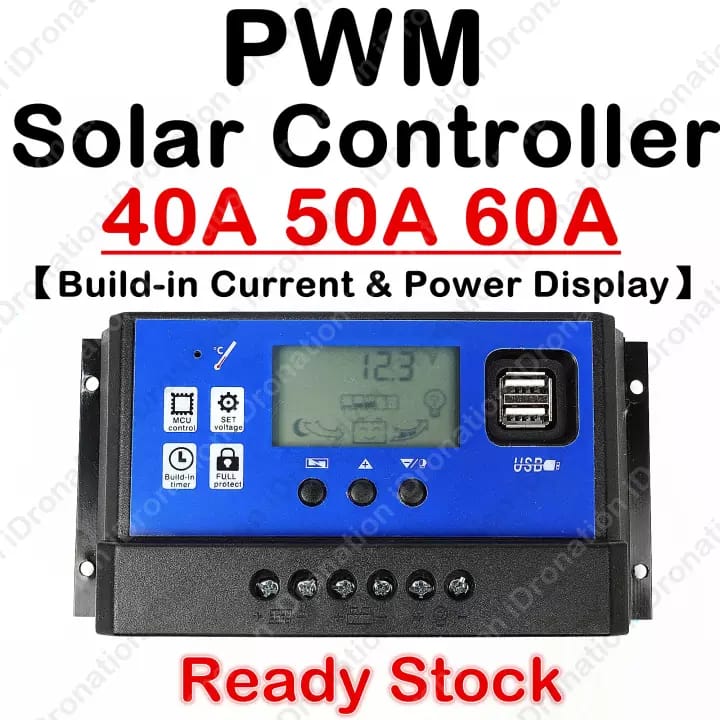 LCD Display PWM Solar Panel Controller Battery Charger Charge Solar Controller Regulator 50A 30A 20A 10A 12V