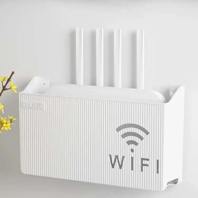 (White) Wireless Wifi Router Shelf Storage Box Black Gray White Wall-mounted Wall Organizer Easy To Install Pink ABS Space Saver