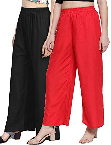 (Pack of 2) Women’s Palazzo Pants – Soft Viscose Jersey | Free Size | Stylish & Relaxed Fit
