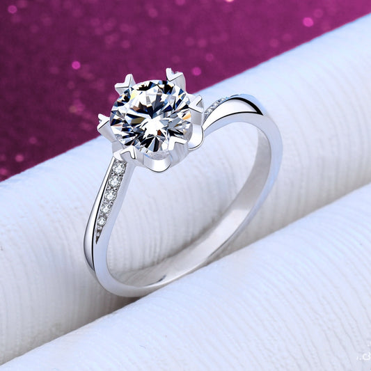 925 Silver Eight Hearts Eight Arrows D Color Mosang Stone Diamond Ring Female