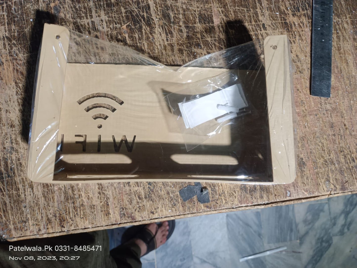 (Beige) Wall-mounted router box Office Media Decor Console Wifi box Wireless storage boxes Rack Bracket Hangings Wall Shelf TV Box Router Shelf WiFi Stand Cord-less Phone Stand Wall Mount Wall Shelf Floating Media Shelf TV DVD Android Box Holder Stand