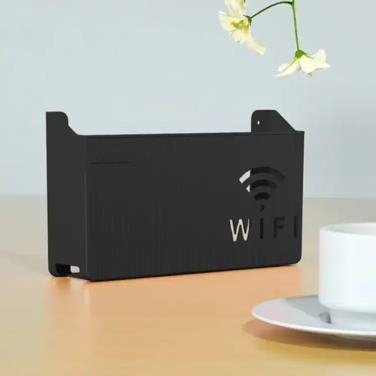 (Black) Wireless Wifi Router Shelf Storage Box Black Gray White Wall-mounted Wall Organizer Easy To Install Pink ABS Space Saver