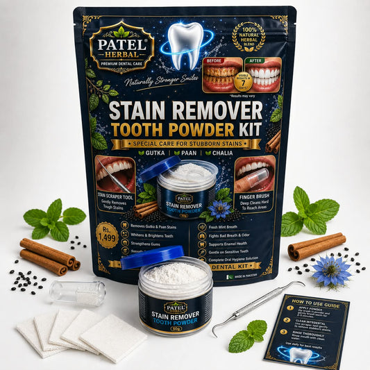 Patel Herbal Stain Remover Tooth Powder Kit — 5-IN-1 (50g)