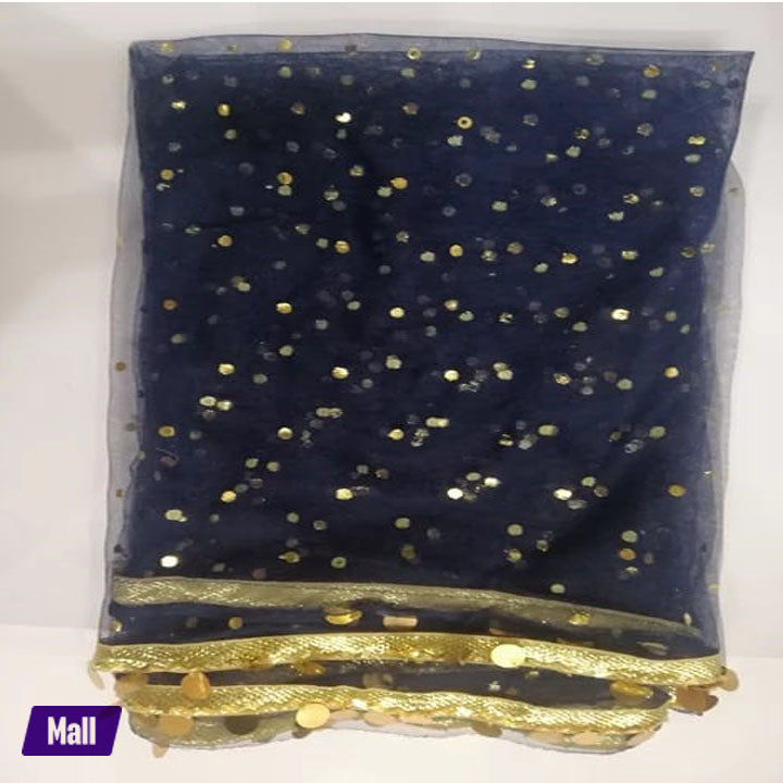 Coin Net dupatta with 2 side sikka lace For Women Dyeable With Golden Lining And Border - Net Dupatta for Girls / Ladies & Women - Chunri - Net Dupatta in Black, Red , White and More Different Colour - Stole - Scarf