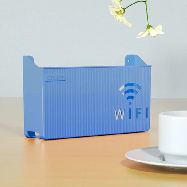 (BLUE) Wall-mounted router box Office Media Decor Console Wifi box Wireless storage boxes Rack Bracket Hangings Wall Shelf TV Box Router Shelf WiFi Stand Cord-less Phone Stand Wall Mount Wall Shelf Floating Media Shelf TV DVD Android Box Holder Stand