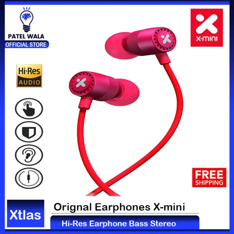 X-mini Xtlas Hi-Res Wired In-Ear Headphones - Comfort Fit, Enhanced Sound, Tangle-Resistant Cable, HD Stereo with Mic, Compatible with iOS/Android, Perfect for PUBG Gaming