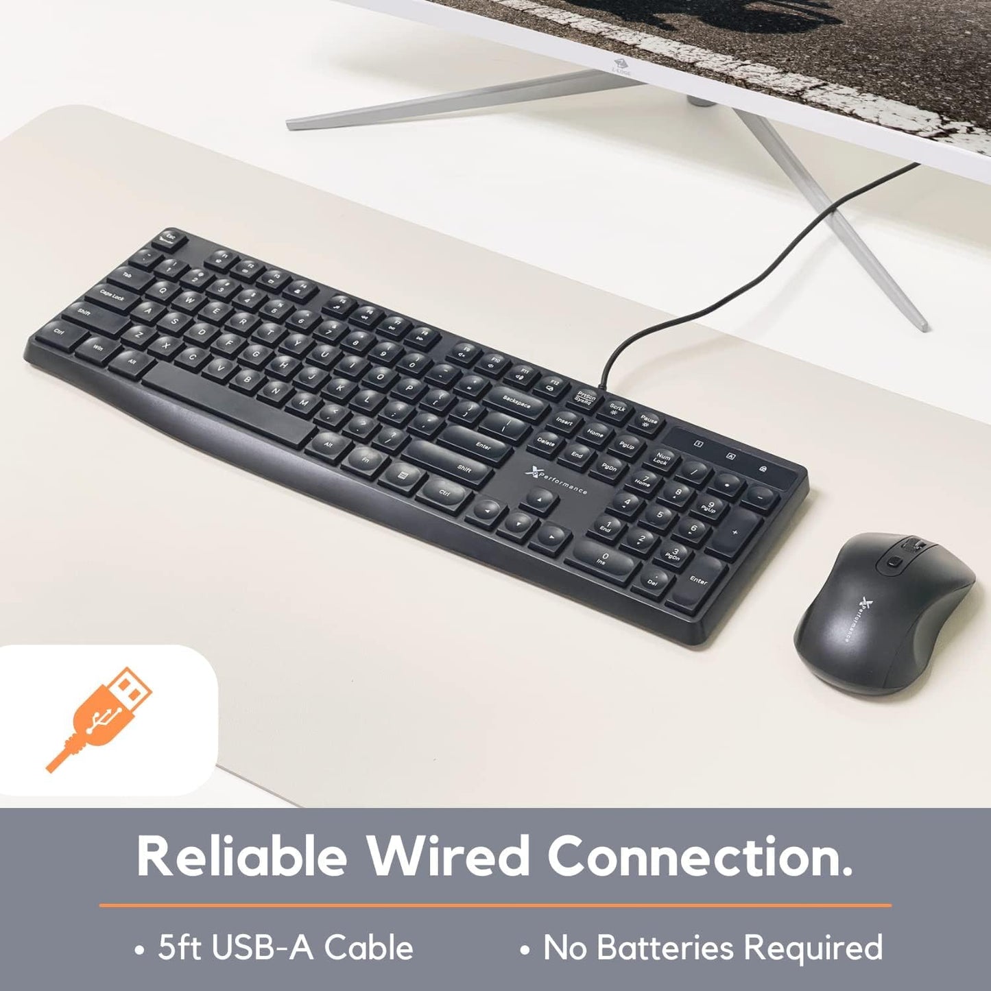 X9 Performance Wired Keyboard - Ultra Slim Full Size Ergonomic Computer Keyboard - Basic USB Keyboard for PC Desktop, Laptop with 5ft Corded Wire, 104 Quiet Keys, 14 Shortcuts, and Kickstand PATELWALA