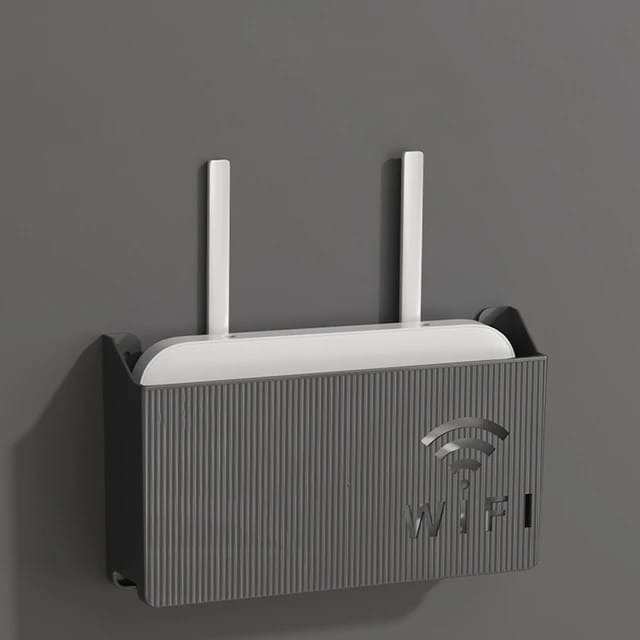 (Black) Wall-mounted router box Office Media Decor Console Wifi box Wireless storage boxes Rack Bracket Hangings Wall Shelf TV Box Router Shelf WiFi Stand Cord-less Phone Stand Wall Mount Wall Shelf Floating Media Shelf TV DVD Android Box Holder Stand