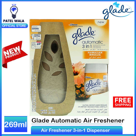 Glade Automatic Air Freshener 3-in-1 Dispenser Spray Cashmere Woods Starter Hawaiian Breeze, 269ml