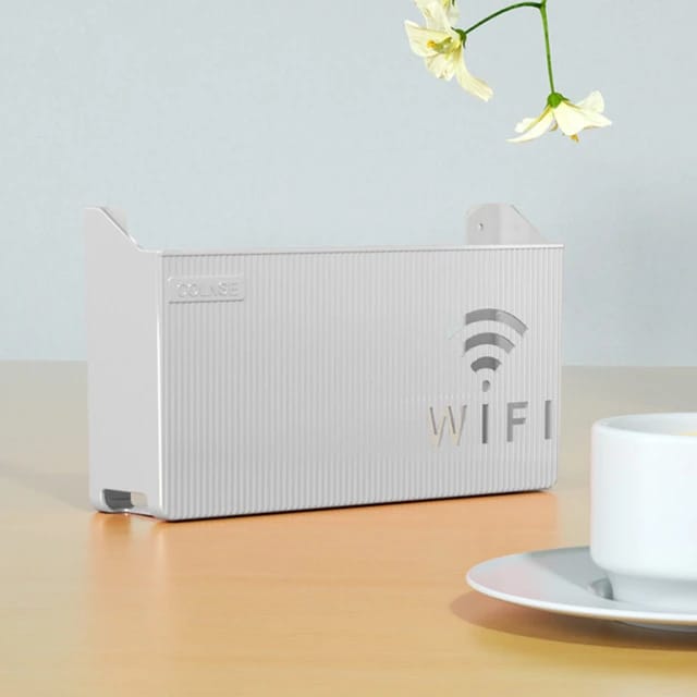 (Cream) Wall-mounted router box Office Media Decor Console Wifi box Wireless storage boxes Rack Bracket Hangings Wall Shelf TV Box Router Shelf WiFi Stand Cord-less Phone Stand Wall Mount Wall Shelf Floating Media Shelf TV DVD Android Box Holder Stand