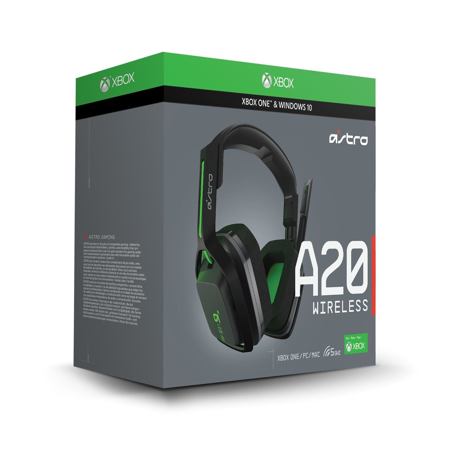 ASTRO Gaming A20 Wireless Headset for Xbox One, PC & Mac – Black/Green (Gen 1) Wireless Gaming Headset -Box Open