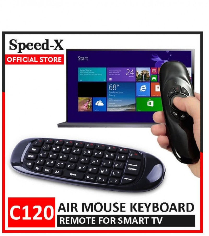 C120 2.4G لوحة مفاتيح لاسلكية ماوس هوائي وحدة تحكم عن بعد ذكية لوحة مفاتيح ألعاب لاسلكية متوافقة مع Android Box Media Player TV PC (مع بطارية قابلة للشحن)