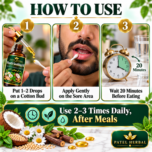 Patel Herbal Mouth Soothing Oil – For Mouth Chhale | 30ml