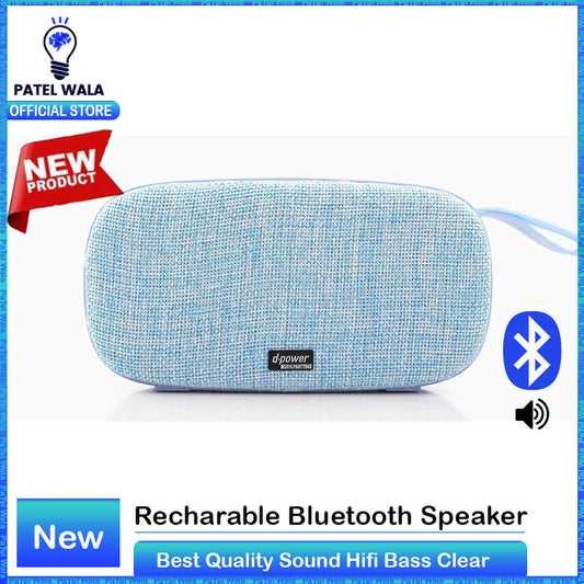 D-Power BM-04 Bluetooth Speaker - 6 Watts Portable Speaker with Clear Sound and Hifi Bass, Available in Grey, Sky Blue, and Green