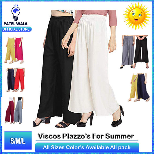 (Pack of 2) Women’s Palazzo Pants – Soft Viscose Jersey | Free Size | Stylish & Relaxed Fit