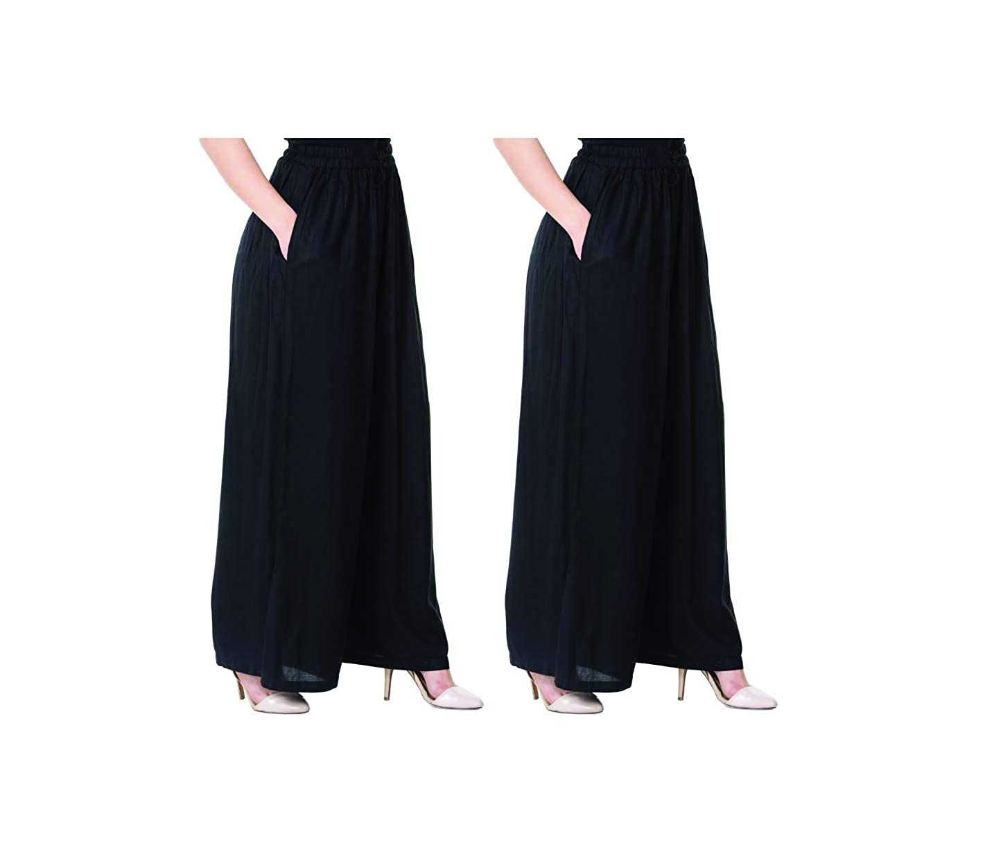 (⭐Pack of 2⭐)100% Pure & Soft Viscos Rayon Palazzo Trousers for Women Relaxed Bottom Adult Pajama Pants Viscose Palazzo Pants Regular Fit Flared Palazoo Pants Daily Use Stylish Plain Plazoo Trendz Cotton Viscose Loose Fit Flared Wide Leg Palazzo Plazo