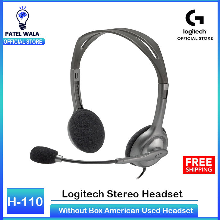 Logitech 3.5MM Stereo Headset with Noise Cancelling Microphone H110 Wired Headset, Stereo Headphones with Noise-Cancelling Microphone, 3.5-mm Dual Audio Jack, PC/Mac/Laptop - Black