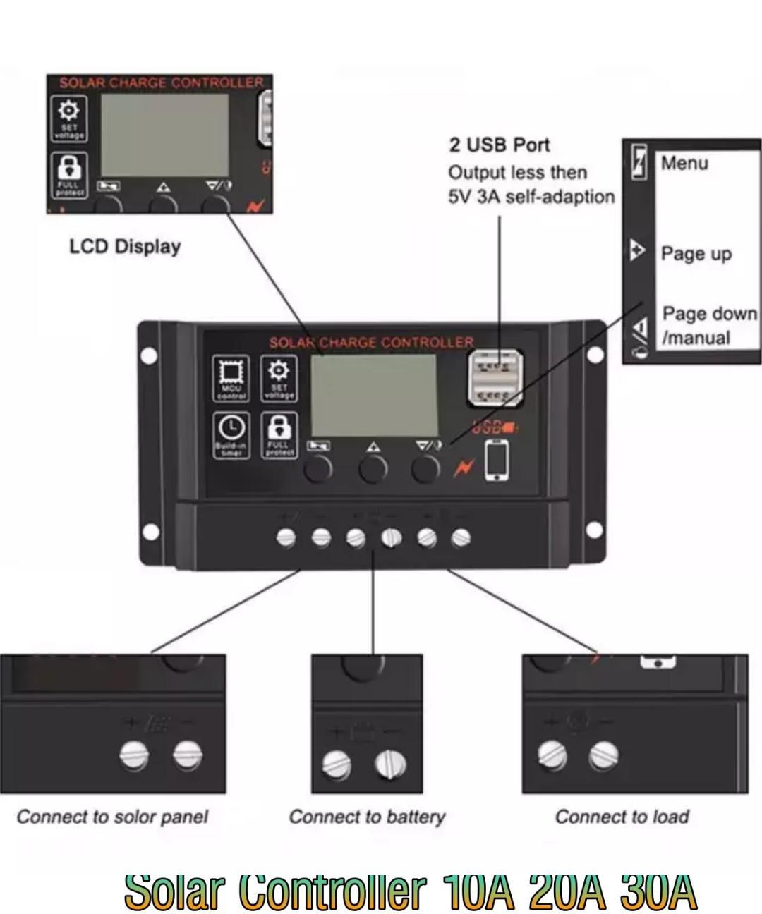 PWM Solar regulator 30A 20A 10A 12V/24V Solar Controller Regulator Charge Battery Safe Protection