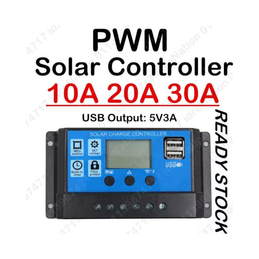 Solar Panel Battery Charger Controller Regulator 30A 20A 10A 12V 24V PWM LCD USB