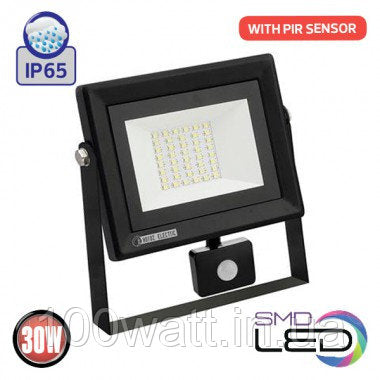 Outdoor Floodlight 30W  Refletor SMD  LED FloodLight Searchlight Daylight With PIR Motion Sensor Waterproof Wall Garage Stadium, football Field Light Waterproof Flood Light