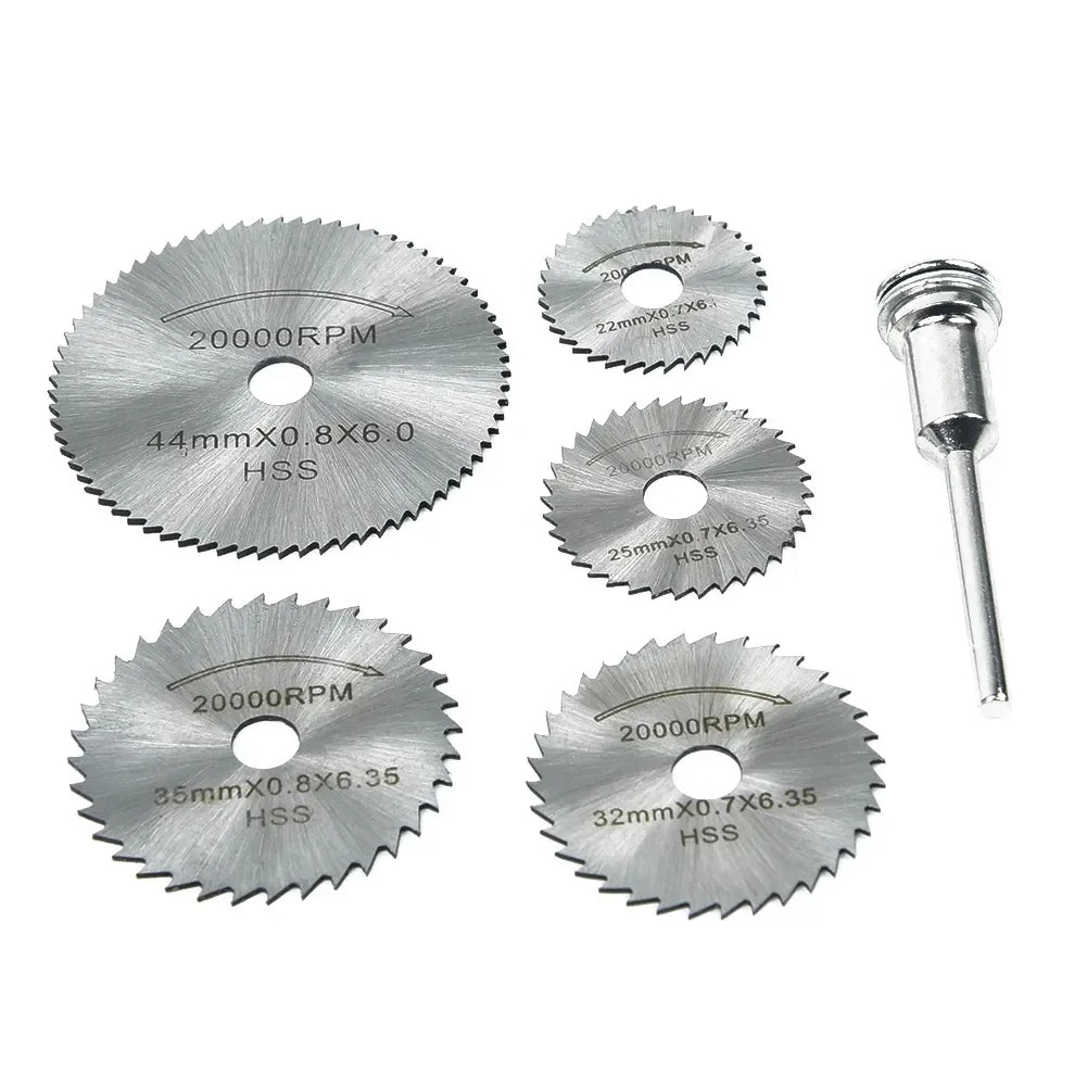 6 pcs Stainless Steel HSS Mini Circular Saw Blade Woodworking Metal Cutting Discs Drill For Rotary Tools Drill Machine Bit Set