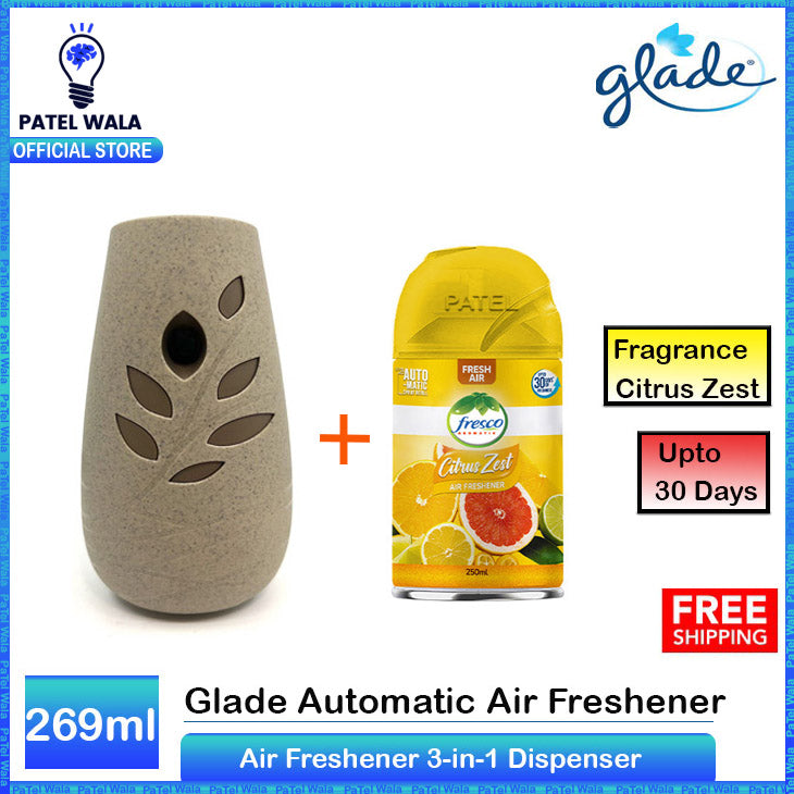 PATEL WALA Glade Air Freshener Dispenser Room Spray Refill 269ml for room, washroom, bathroom, wash room perfume spray only machine auto Glade 3-in-1 Automatic Air Freshener - Hawaiian Breeze, 269ml