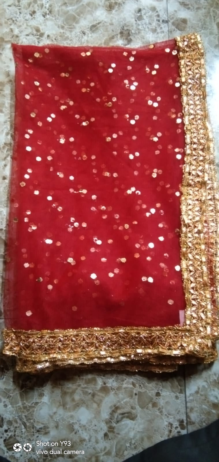 Net Dupatta with 4-Side Gota Lace | Dyeable with Golden Border | Available in Black, Red, White & More Colors | For Women & Girls