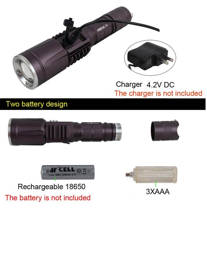 T6 - Flash Light with Power Bank - Black