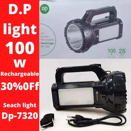 DP 16 Hours LED Rechargeable Searchlight Glare Flashlight Emergency Light WIth Tie Neck High Power Waterproof 500m Built-in Charger (DP-7320 )