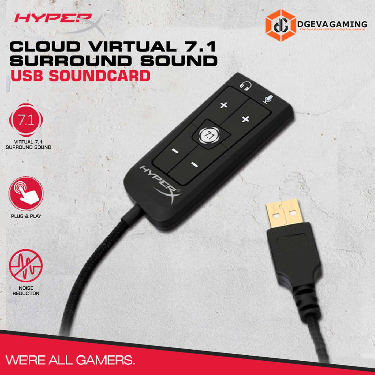 HyperX Cloud 2 USB 7.1 Virtual Surround Sound Card Cloud II 7.1 Surround Sound Card - Cloud II WITHOUT BOX HyperX Cloud II Gaming Headset 7.1 Surround Sound Headphones USB Sound Card NEW Kingston HyperX Cloud II DSP USB