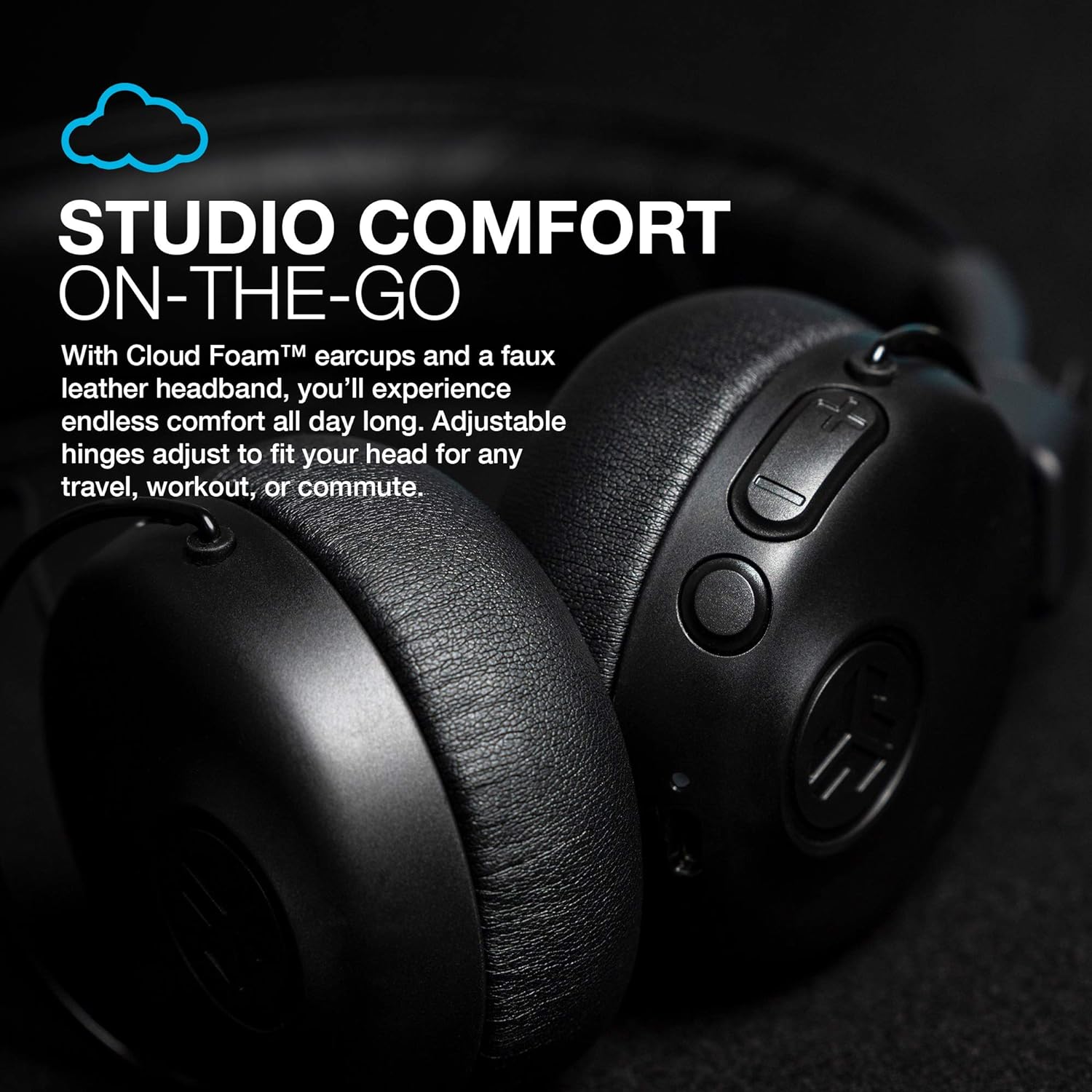 JLab Studio ANC On-Ear Wireless Headphones – P47 P9 Noise Cancelling Bluetooth Headphones with Mic, Foldable Stereo Sound, Comfortable Fit, Long Battery Life, Compatible with All Android & iOS Devices, Perfect for Sports, Gaming, Travel, and Work