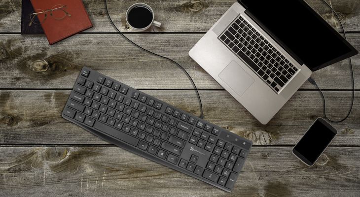 X9 Performance Wired Keyboard - Ultra Slim Full Size Ergonomic Computer Keyboard - Basic USB Keyboard for PC Desktop, Laptop with 5ft Corded Wire, 104 Quiet Keys, 14 Shortcuts, and Kickstand PATELWALA
