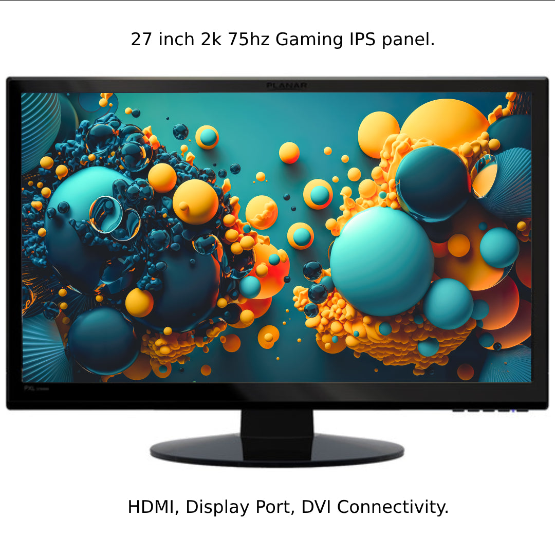 Planar 27 inch 2k LED LCD (2k display works on DP and DVI, VGA port only), PXL2780MW 27" 16:9 WQHD IPS Monitor (HDMI, DP, DVI VGA Connectivity).Abroad used stock fresh condition ,Stand may vary.