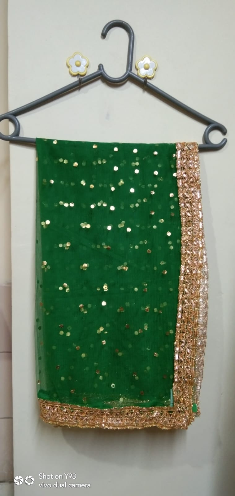 Net Dupatta with 4-Side Gota Lace | Dyeable with Golden Border | Available in Black, Red, White & More Colors | For Women & Girls