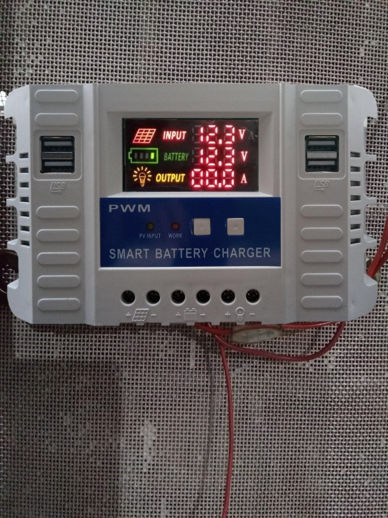 PWM Solar Controller 30A / 50A with Multiple USB sockets and Capacity of 12V 24V and LCD Display with digital screen high quality & Automatic system professional charge controllar Money Back Garranty