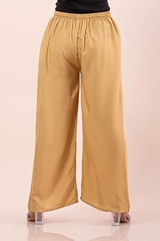 100% Pure & Soft Viscos Rayon Palazzo Trousers for Women Bottom Adult Pajama Pant Viscose Palazzo Pants Regular Fit Flared Palazoo Pants Daily Use Stylish Plain Plazoo Trendz Cotton Viscose Loose Fit Flared Wide Leg Palazzo Plazo - (Free Size)